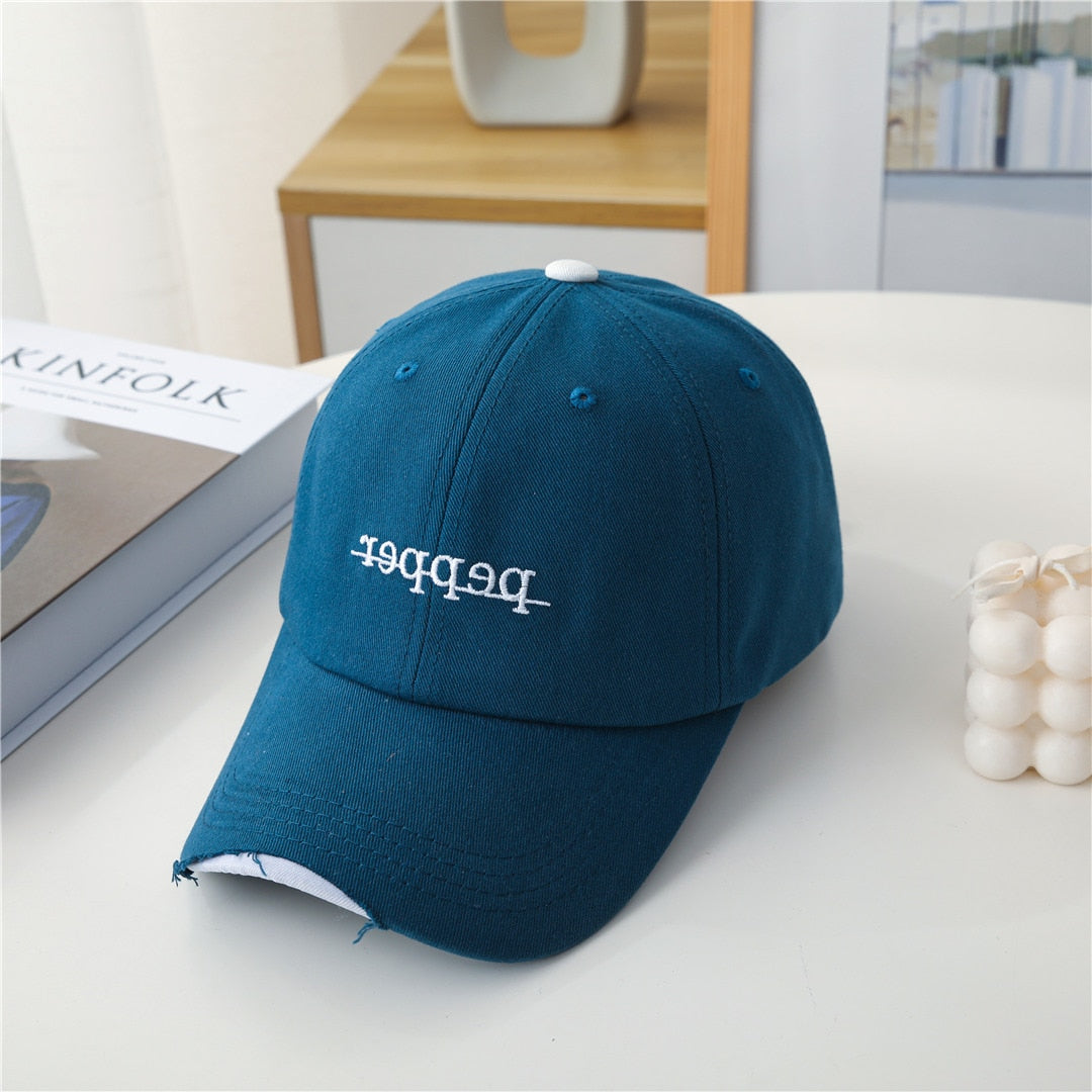 Fashion Women Baseball Cap Kpop Style Letter Embroidery Holes Cap For Women High Quality Female Streetwear Outdoor Hat
