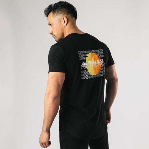 Load image into Gallery viewer, Black Casual Print T-shirt Men Cotton Fitness Workout Short Sleeve Shirt Male Gym Sport Slim Tees Tops Summer Crossfit Clothing
