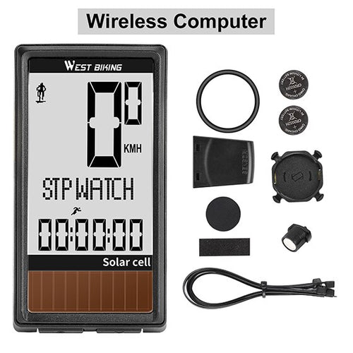 Load image into Gallery viewer, Bike Computer Wireless Solar Energy Cycling Odometer Speedometer Multifunction Bicycle Stopwatch With 5 Languages
