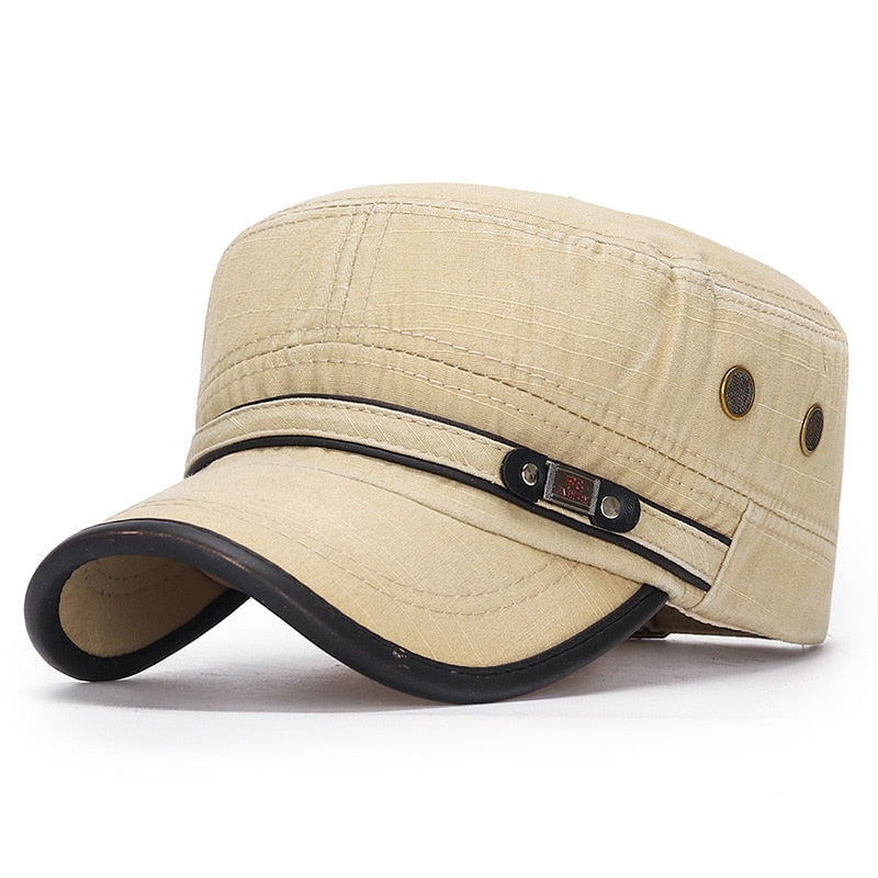 Fashion Flat Top Military Hat Cotton Snapback Cap Men Women Vintage Baseball Caps Dad Hats Adjustable Size 55-60cm