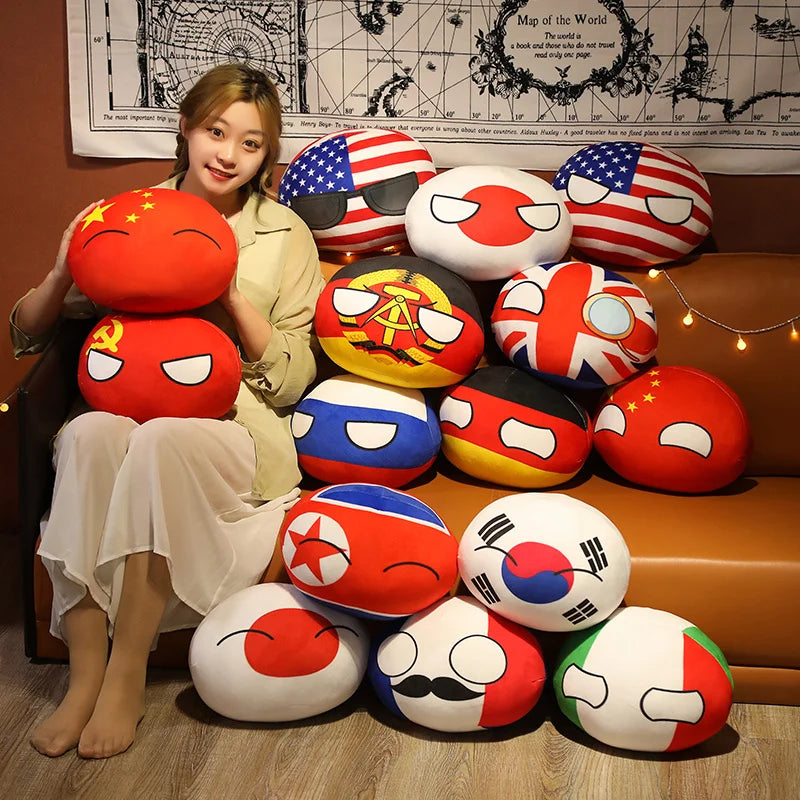 Hot 10/40cm Creative Country Ball Toy Stuffed Polandball Plush Doll Countryball USSR USA FRANCE RUSSIA UK JAPAN GERMANY  ITALY