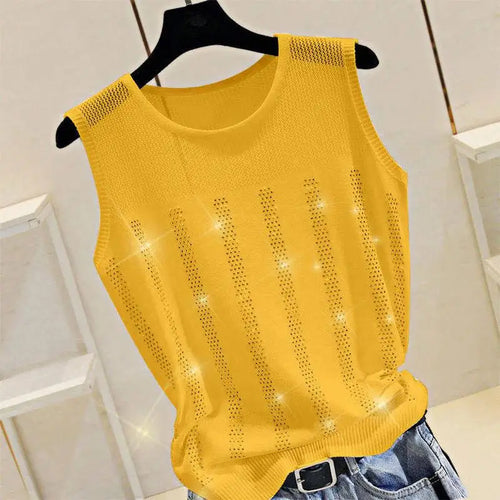 Load image into Gallery viewer, Women&#39;s Short Sexy Top Basic Tanks Hollow Out Shiny Sleeveless Tops Vest 2021 Summer Slim Open Back Vest Ladies Clothing Vest
