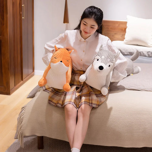 Load image into Gallery viewer, 1pc 110cm Cartoon Long Body Fox &amp;Husky Shiba Inu &amp;Sausagedog Plush Toys Cute Animal Dolls Sleeping Pillow for Children Kids
