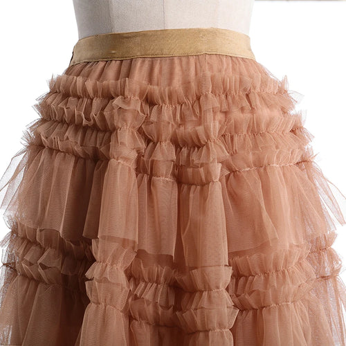 Load image into Gallery viewer, Patchwork Ruffle Black Skirt For Women High Waist Casual Ball Gown Skirts Female Fashion Clothing Spring
