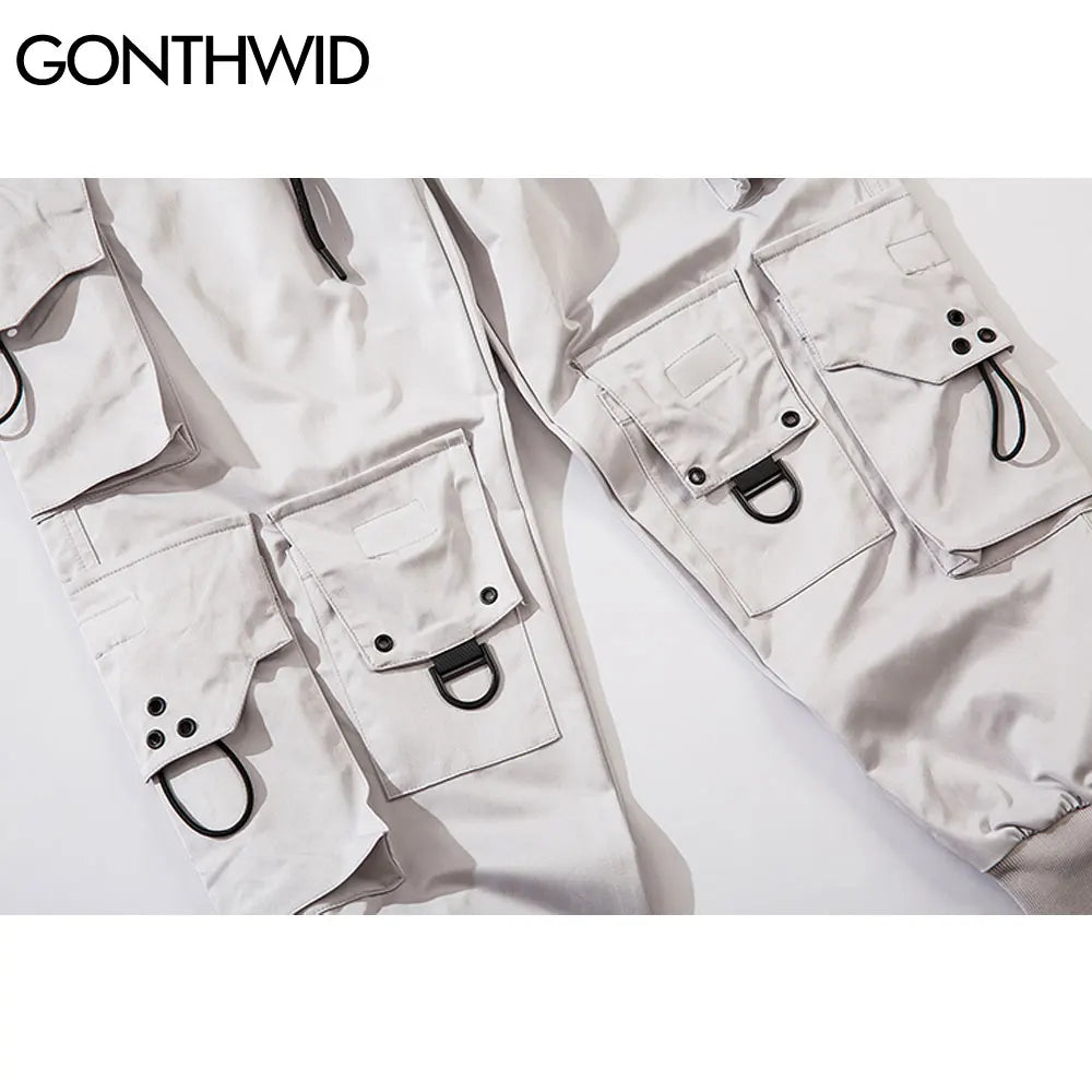 Pants Streetwear Hip Hop Multi-Pockets Casual Cargo Harem Joggers Pants Mens Fashion Loose Baggy Punk Military Trousers