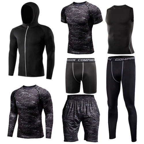 Load image into Gallery viewer, tights men&#39;s sports suit gym man&#39;s sportswear sport clothes for men training jogging tracksuits running compression sport suits
