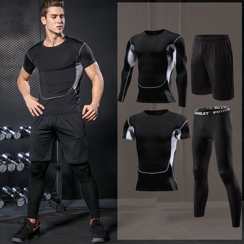 Men's Sportswear Running Set Fitness Sport Suit Outdoor Jogging Tracksuit Compression Sports Clothing Tight Workout Sport Wear