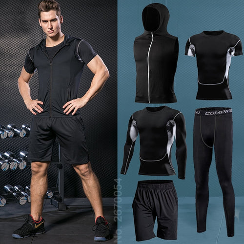 Load image into Gallery viewer, Men&#39;s Sportswear Running Set Fitness Sport Suit Outdoor Jogging Tracksuit Compression Sports Clothing Tight Workout Sport Wear
