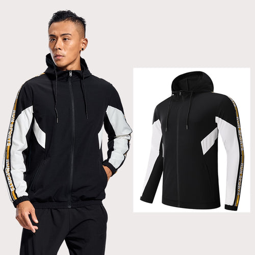 Load image into Gallery viewer, Gym Men Running Sports Jacket Fitness Long Sleeve Elastic Tight Hoodies Zipper Slim Hiking Sweatshirts Male Jogging Hooded Coat
