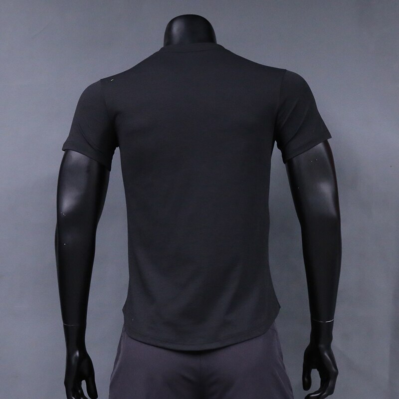 Men Running T-Shirts Clothes Gym Fitness Workout Jogging Short Sleeve Tops Quick Dry Breathable Wicking Rash Guard