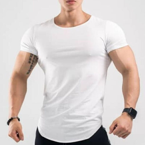 Load image into Gallery viewer, Gym T-shirt Men&#39;s Fitness Workout Cotton Shirt Male Bodybuilding Running Training Skinny Tee Tops Summer Casual Solid Clothing
