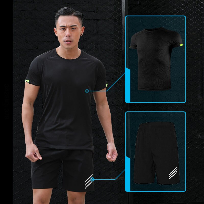 Running T Shirt Sport GYM Tshirt Short Sleeve Football Basketball Tennis Shirt Quick Dry Fitness Sports Set Suits Sportswear