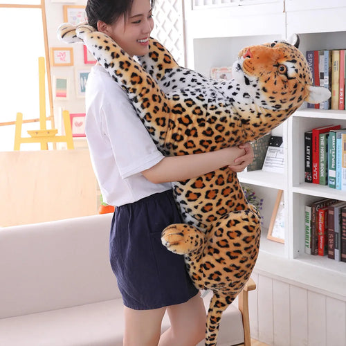 Load image into Gallery viewer, Huge Lifelike Tiger Leopard Plush Toys Stuffed Soft Wild Animals Simulation White Tiger Jaguar Doll Children Kids Birthday Gifts
