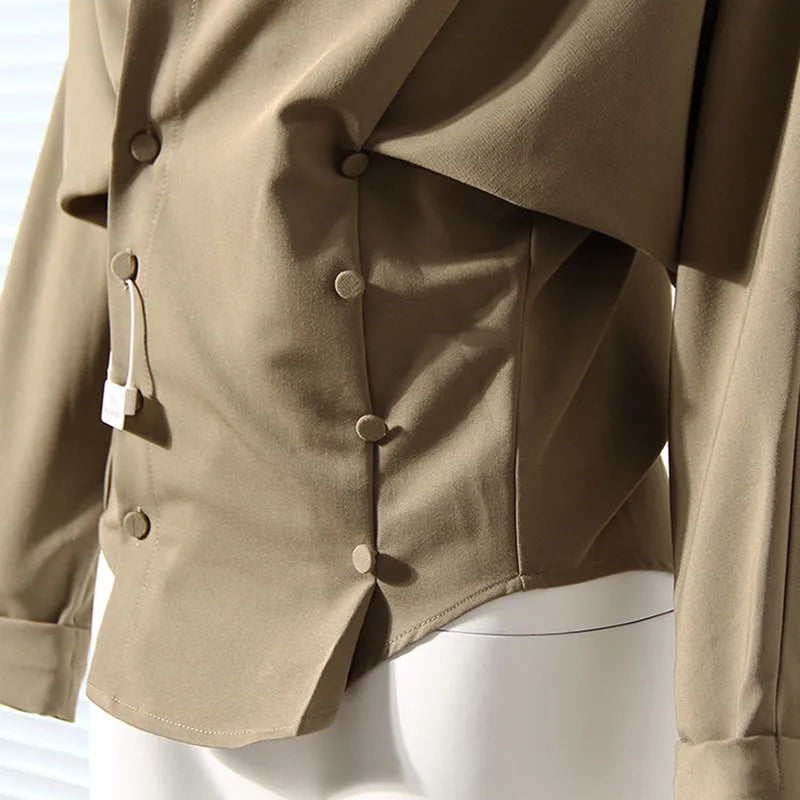 Casual Irregular Shirt For Women Lapel Long Sleeve Minimalist Solid Blouse Female Fashion Clothing Spring
