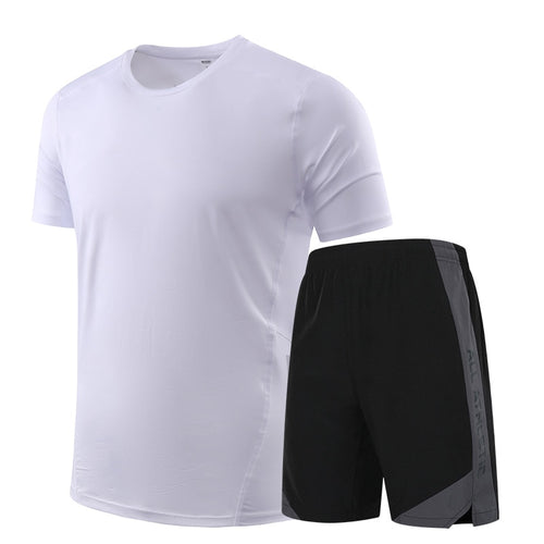 Load image into Gallery viewer, Icy-Cool Running Sets Men Sports Clothes Youth Ice Silk Breathable Fitness Tee Shirts Kits Soccer Set Male Gym T Shirt Shorts
