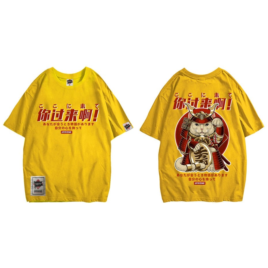 Men Hip Hop T Shirt Streetwear Monster Cat T-Shirts Harajuku Japan Style Funny Tshirt Summer Short Sleeve Cotton Tops Tees