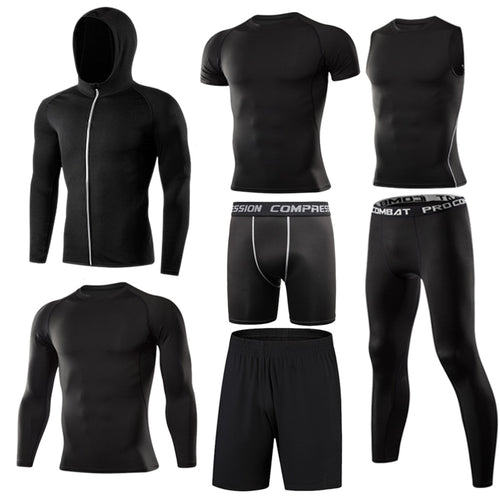 Load image into Gallery viewer, Men&#39;s Sportswear Suit Gym Tights Training Clothing For Male Workout Jogging Compression Sport Set PRO Fitness Running Tracksuits
