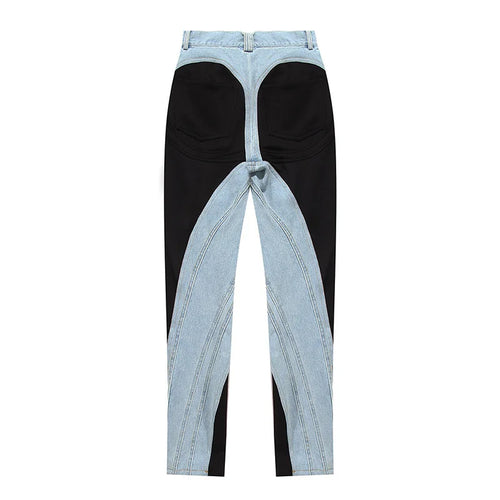 Load image into Gallery viewer, Colorblock Patchwork Denim Pencil Pants Women High Waist Casual Slim Jeans Trousers Female Fashion Spring
