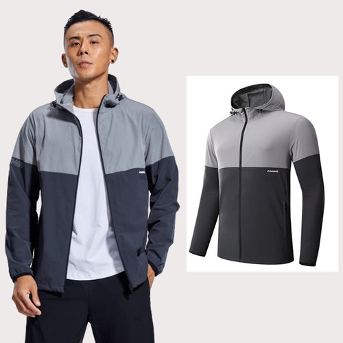 Load image into Gallery viewer, Gym Men Running Sports Jacket Fitness Long Sleeve Elastic Tight Hoodies Zipper Slim Hiking Sweatshirts Male Jogging Hooded Coat
