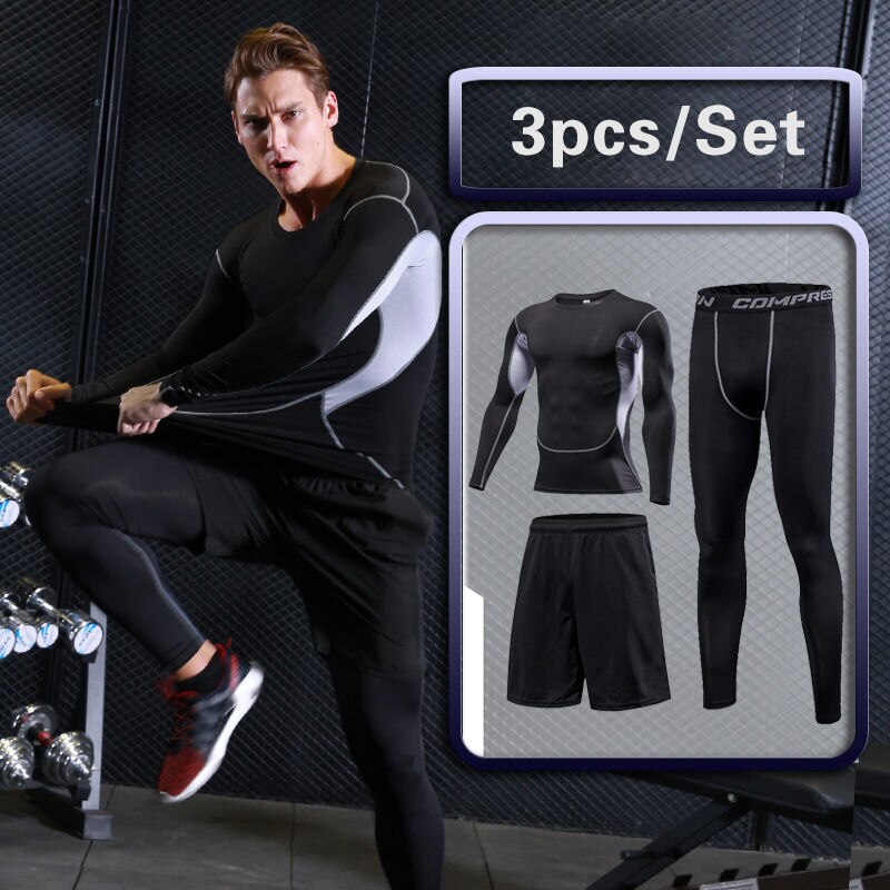 Men's Tracksuit Sport Suit Gym Fitness Compression Sports Clothing Outdoor Running Set Training Jogging Tight Sportwear Dry Fit