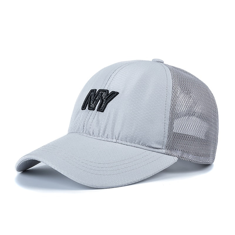 Unisex Stylish Cap Quick Dry Hats For Men & Women Fashion NY Embroidery Baseball Cap Outdoor Sports Streetwear Mesh Trucker Hat