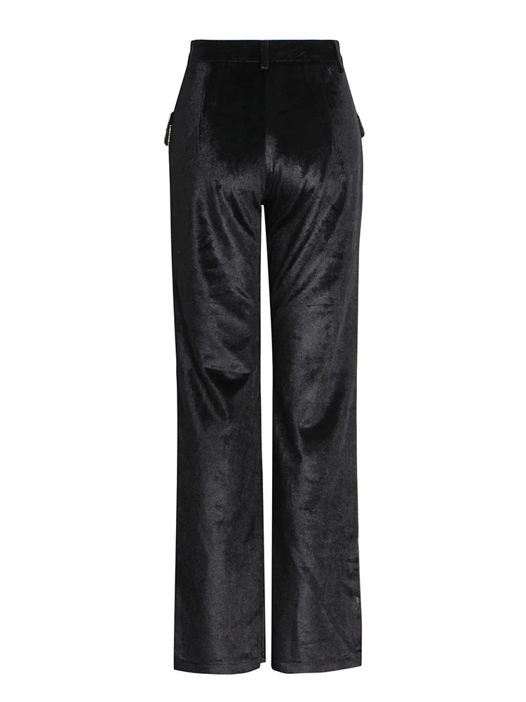 Black Full Length Trousers For Women High Waist Loose Casual Wide Leg Pants Female Autumn Clothing