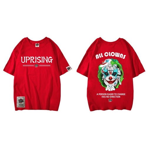 Load image into Gallery viewer, T Shirt Tops Fashion Classic All Hip Hop Print Short O-neck Fun and Games Unique Uprising Not Scary Slavering Fanged Clown T- -
