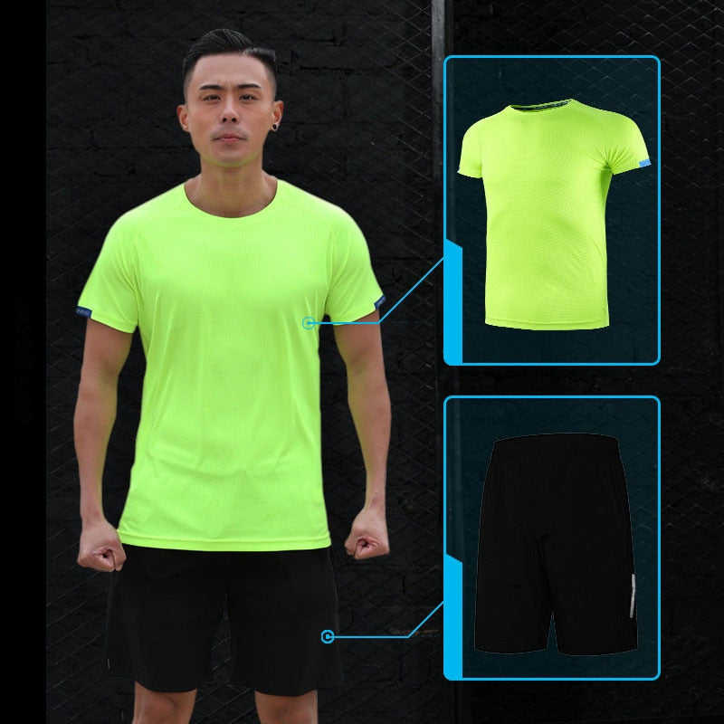 Running T Shirt Sport GYM Tshirt Short Sleeve Football Basketball Tennis Shirt Quick Dry Fitness Sports Set Suits Sportswear