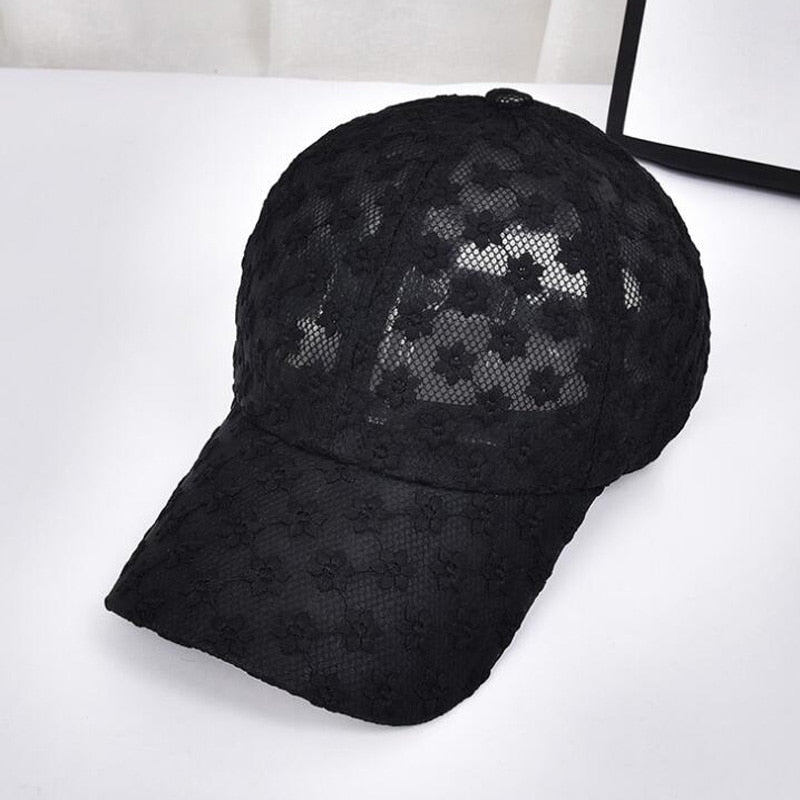 Summer lace flowers breathable Outdoor Sports Sun Cap for Women Men Fashion Snapback Hat High Quality Adjustable Baseball Hat