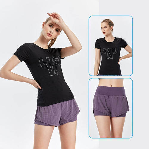 Load image into Gallery viewer, Women&#39;s Fitness Jogging Shirts Elastic Yoga Sports Mesh Tshirt Tights Gym Running Tops Short Sleeve Tees Blouses Clothes
