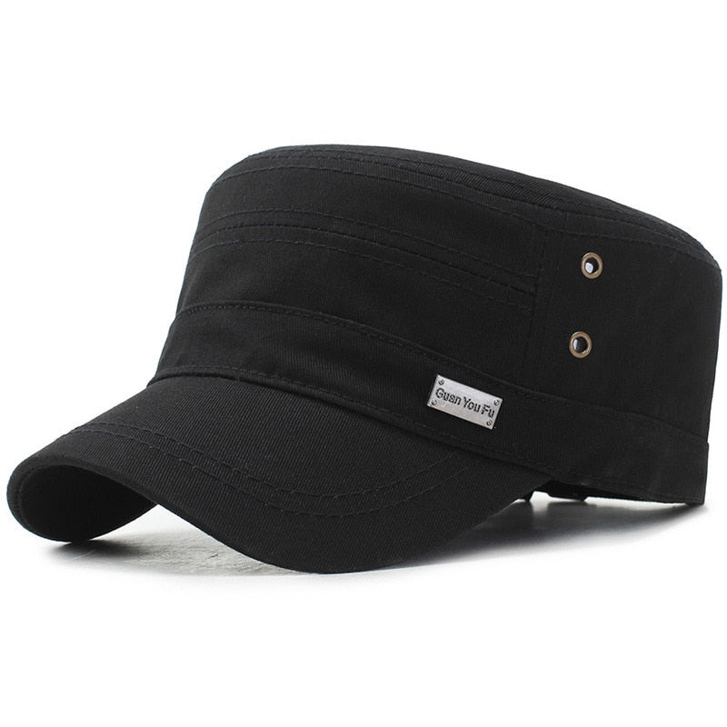 Solid Brand Men's Military Hats All Cotton Women Flat Top Army Cap Adjustable Baseball Caps Outdoor Men's Cap
