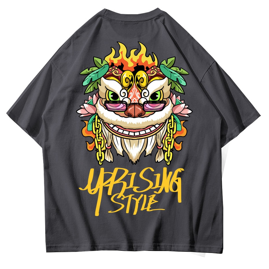 Hip Hop T Shirt Men Lion T-shirt Harajuku Streetwear Tshirt Cotton Short Sleeve Summer Tops Tee HipHop Back Printed