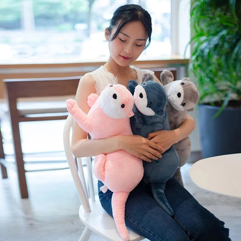 40cm Pink Realistic Wild Animal Stuffed Doll Reallife Eurasian River Otter Plush Toy  Soft Lovely Sloth Toys Cute Gift For Kids