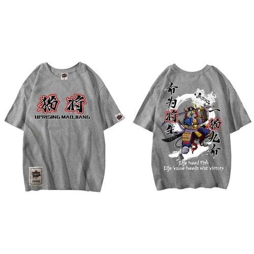 Load image into Gallery viewer, Samurai T-shirt Samurai knife printing short-sleeved tide brand hip-hop personality tee
