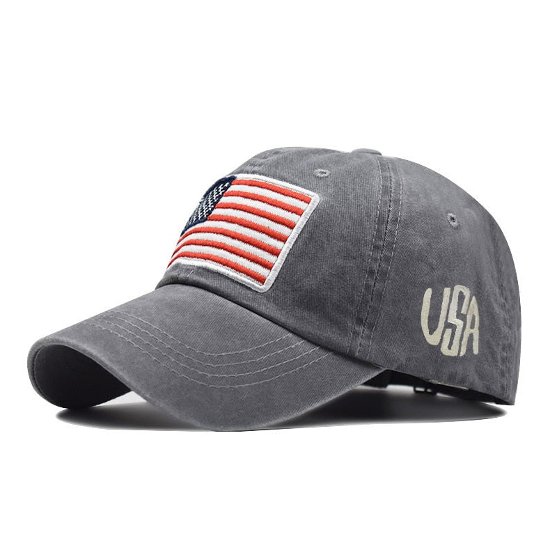 Women Baseball Cap Summer Denim Hats Men Spring USA Letter Flag Embroidery Baseball Hats Cotton Outdoor Vintage Visor Casual Cap