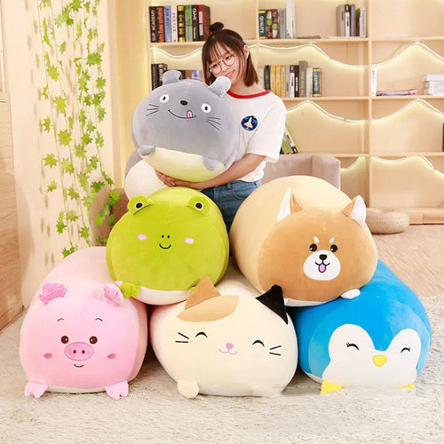 Load image into Gallery viewer, 28-90cm Soft Animal Kawaii Pillows Cushion Cute Fat Dog Cat Penguin Pig Frog Plush Toy Stuffed Lovely Kids Birthyday Gift
