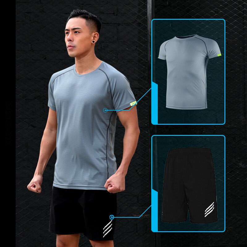 Running T Shirt Sport GYM Tshirt Short Sleeve Football Basketball Tennis Shirt Quick Dry Fitness Sports Set Suits Sportswear