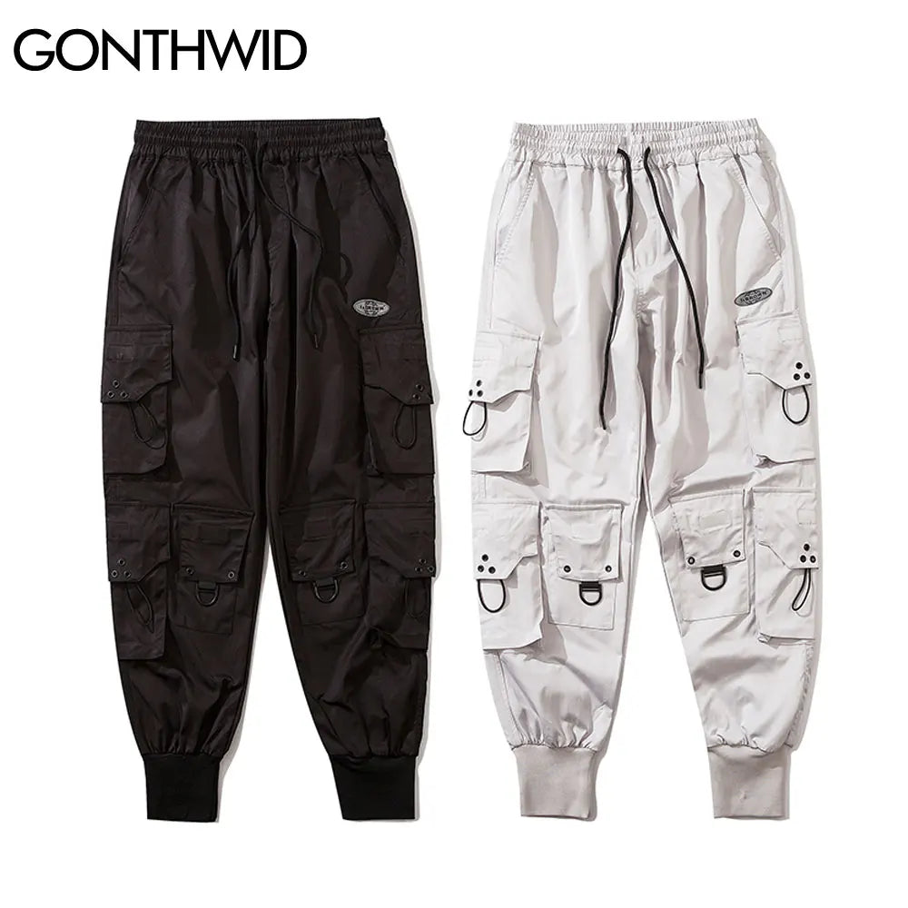 Pants Streetwear Hip Hop Multi-Pockets Casual Cargo Harem Joggers Pants Mens Fashion Loose Baggy Punk Military Trousers