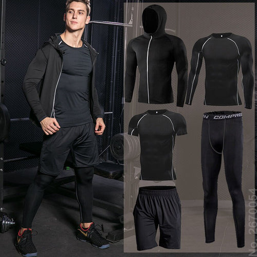 Load image into Gallery viewer, Men Running Compression Sportswear Suit Football Basketball Cycling Fitness Sport Tight Sweatshirt Clothing Set Outdoor Hoodies
