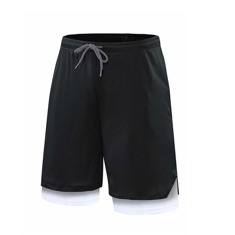 Gym Men's Sports Shorts 2 in 1 Safety Pocket Sexy Running Knickers Male Double Layer Breathable Fitness Training Pants
