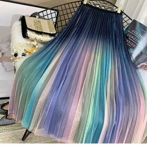 Load image into Gallery viewer, Elastic High Waist Meshtutu Skirt 2021 Summer Hot Selling Fashiontulle Skirts Womens Midi Pleated Skirts Colour Tulle Skirt
