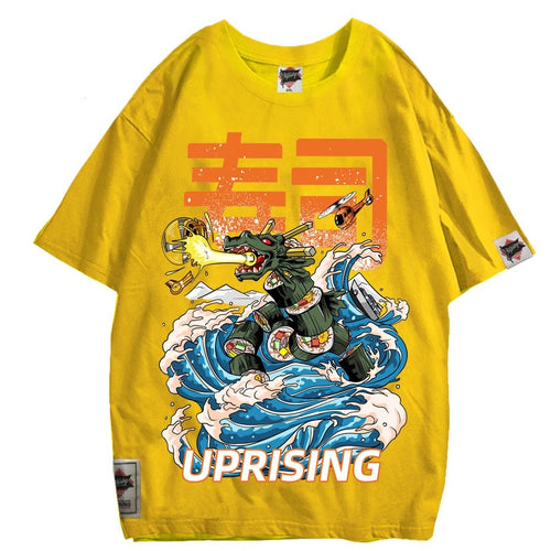 Load image into Gallery viewer, Sushi Attack Counterattack Food Attack Uprising Japanese Street Trend Original Hip Hop Punk Men&#39;s Short Sleeve T-shirt
