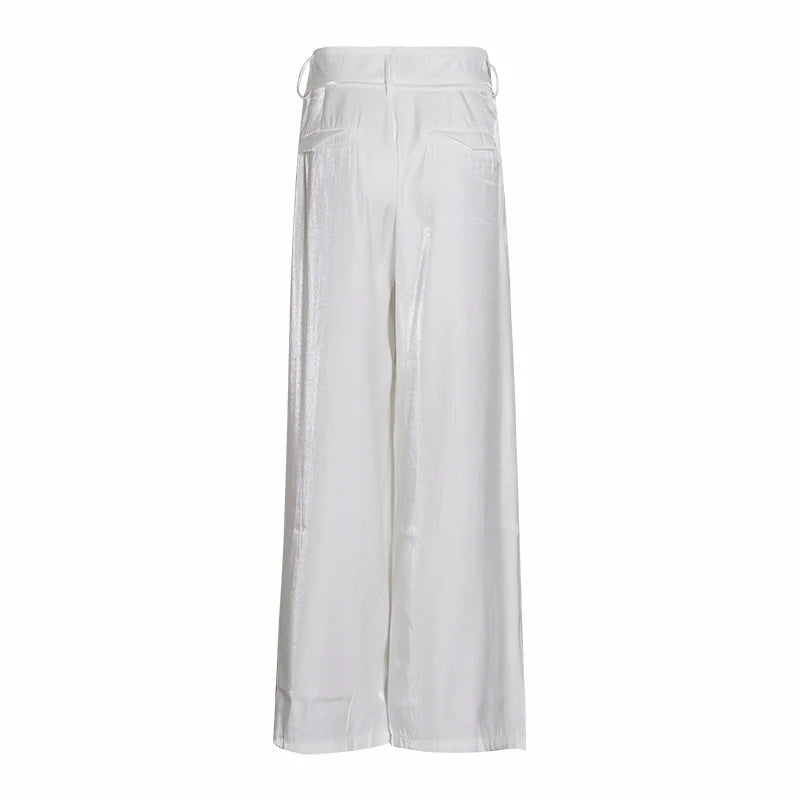 Pleated Black Trouser For Women High Waist Casual Loose Wide Leg Basic Pants Female Fashion Clothing Style