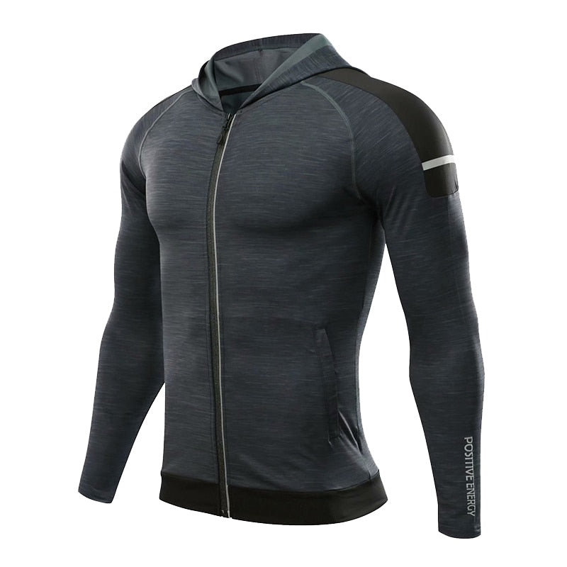 Gym Men's Running Hoodies Male Fitness Sport Jacket Workout Coat Sportswear Jogging Hooded Shirt Outdoor Sweatshirt