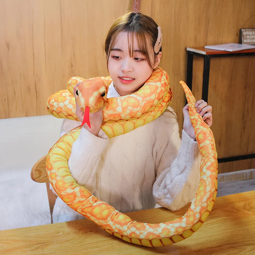 Load image into Gallery viewer, 1pc 110/200cm Simulation Cobra and Python Snake Plush Toy Soft Stuffed Zodiac Dolls Funny Gift for Children Kids Party Toys
