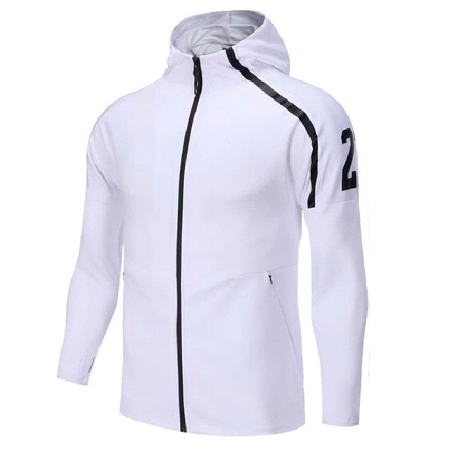 Autumn Winter Hooded Jacket Mens Sports Suit Gym Fitness Running Pants Youth Zipper High Elasticity Hoodies Male Long Sleeve