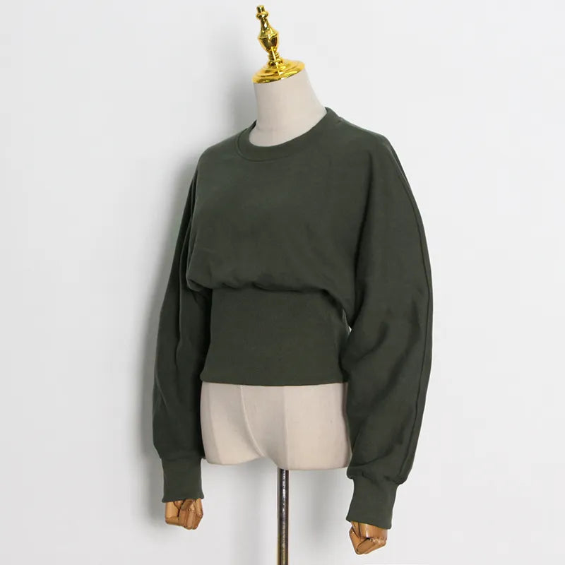 Green Sweatshirts For Women Slim Plain O Neck Long Sleeve Casual Pullovers Female 2021 Autumn Clothing Fashion New