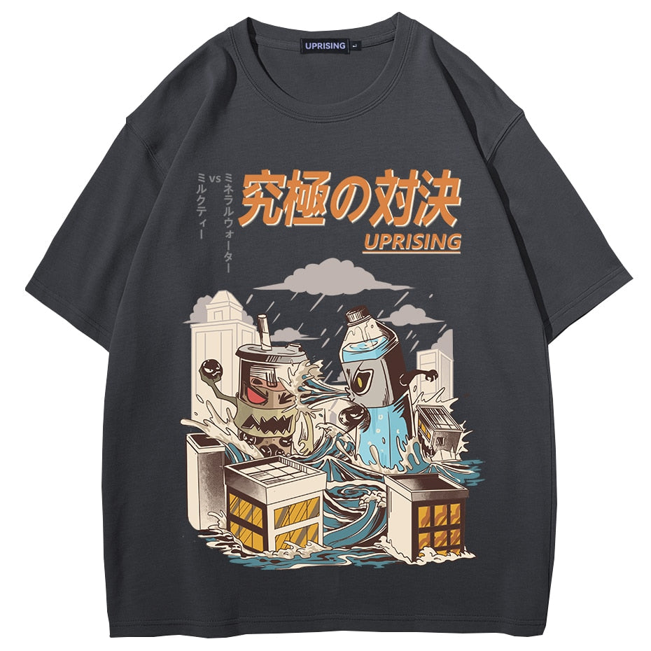 Hip Hop Streetwear Harajuku T Shirt Girl Japanese Kanji Print Tshirt 2022 Men Summer Short Sleeve T-Shirt Cotton Loose Tops Tees