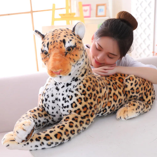 Load image into Gallery viewer, Huge Lifelike Tiger Leopard Plush Toys Stuffed Soft Wild Animals Simulation White Tiger Jaguar Doll Children Kids Birthday Gifts
