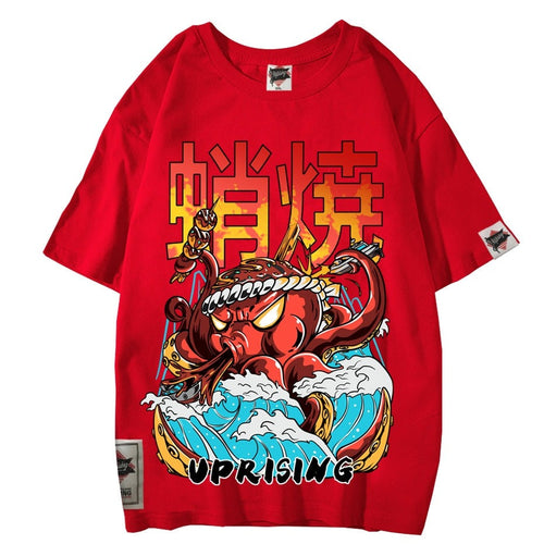 Load image into Gallery viewer, Hip Hop T Shirt Streetwear Oversized Funny Octopus Men Harajuku T-Shirt Japanese Style Summer Tops Tees Cotton anime Tshirt

